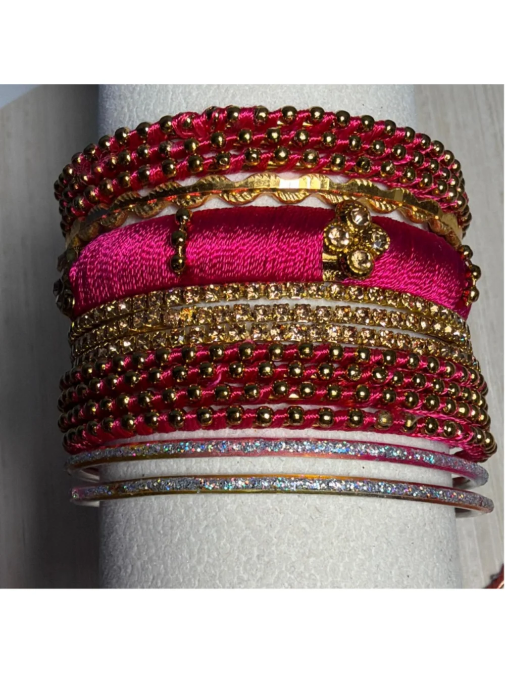 Pink and gold children's bangles set
